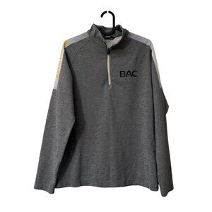 Black Yak Gray Striped Sleeves 1/4 Zip Pullover Sweater Mens Size Small